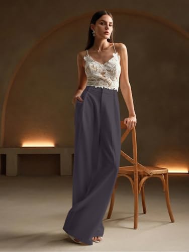 Image of GRECIILOOKS Women High Rise High Waist Trousers Flared Korean Style Formal Pants|Elegant Workwear for Office, College & Events