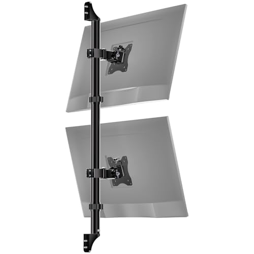 WALI Dual Monitor Wall Mount,Up to 38 inch Screens Vertical Stacked Monitor Wall Mount,VESA 75x75/100x100mm,Holds up to 22 lbs per Monitor,(012ARMV-38) Black
