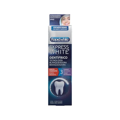 Rapid White, Pasta de Dientes Blanqueadora, Hasta 3 Tonos Más Blancos, Tecnología de Blanqueamiento Óptico, Previene la Formación de Sarro y Placa, Resultados desde el Primer Cepillado, 75 ml