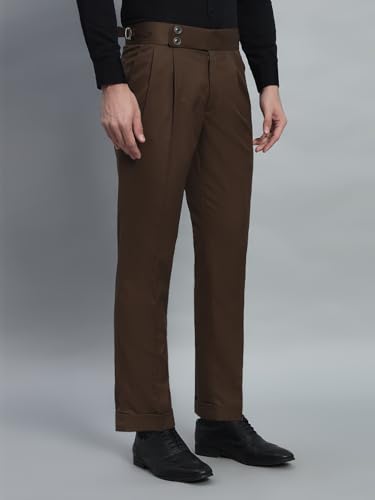 Image of Gurkha Pants for Men | Trouser for Men | Formal Pant | Double Button | Regular Fit Trouser High Waist Pleated Casual Trousers | Straight Leg Pants for Office Smart Casual Travel Party
