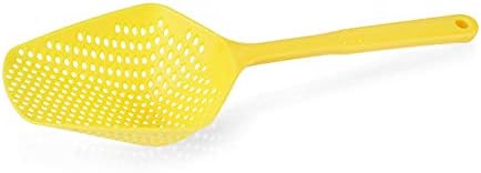 Ogquaton 1PCS Plastic Scoop Colander with Long Handle Drain Strainer Slotted Spoon Kitchen Gadget Cooking Tool Black Creative and Useful