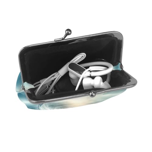 Pu Leather Buckle Coin Purse Dolphins-Leaping-Ocean Girls Kiss-Lock Change Purse Wallets4