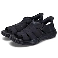 Skechers Men's Hands Free Slip-Ins: Relaxed Fit: Revolted Sandal, Norvel - Black/Black, US 10