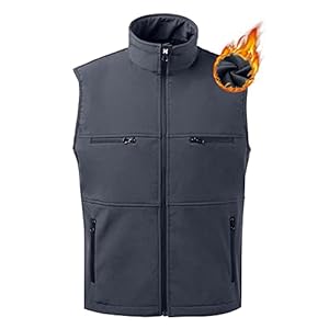 Men’s Windproof Fleece Softshell Outdoor Vest,Mens Lightweight Full-Zip Sleeveless Vest Jacket with Pockets.