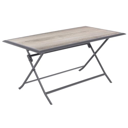 Hespéride - Table de Jardin Pliante Rectangulaire Azua Gris Fumé - 6 Places - Aluminium Traité Epoxy Antirouille
