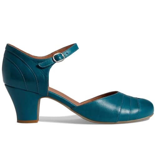 MOOMMO Women Vintage Low Chunky Heel Mary Jane Shoes Pumps Round Closed Toe Cut-out Dress Sandals Ankle Strap 2" Block Heels Mary Janes Dress Shoes Rainbow Patchwork Buckle Office Party Fall 4-11 M US2