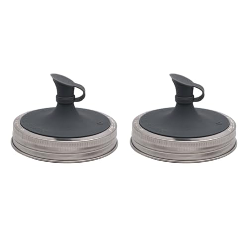 Charcoal Gray Oil Cruet Pour Spout Silicone Insert for Wide Mouth Mason Jars (2 Pack)