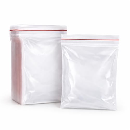 Image of Zip Lock Clear Plastic Storage Bags| Resealable Clear Plastic Bags| Durable and Leak-Proof |Square Pouches with Press Seal Apply To Kitchen Storage and Jewellery Packaging-6 * 9-100Pack