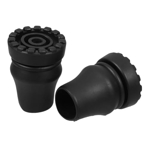 HAPINARY 2個 松葉杖滑り止めマット 取り外し可能なラベル 屋外ランプロッド 固定リングを開ける ヒートパイプケーブル ヘッドケインをサポートします 屋外の鼻 Black アルミニウム合金