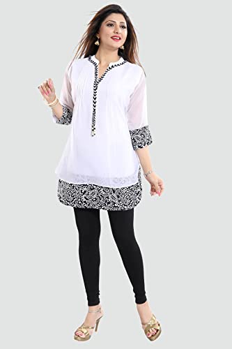 Image of Keshubaba Women's Short Tunics with Neckline Embroidery |Kurti Tops | Short Kurti | Short Kurti for Women | Short Kurti for Girls