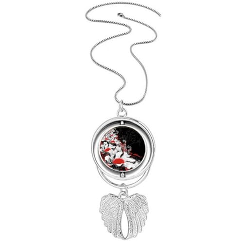 Collier rotatif anti-stress pendentif ailes d'ange et fleurs