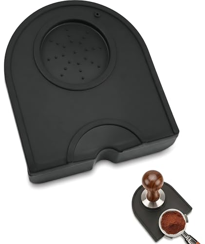 Image of Coffee Accessories, Black Coffee Tamper Mat for Espresso Machine, Non-Slip Silicone Tamping Pad for Home and Professional Use, Kitchen Countertop Protection Tool, 21 cm x 15 cm x 3 cm Dimensions