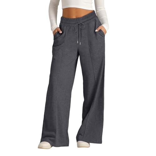 Kids Girls Wide Leg Sweatpants Causal Sweat Pants High Waisted Baggy Jogger Straight Leg Pants (Dark Gray, 12-13 Years)