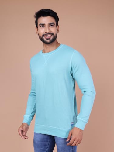 Image of Rupa Colors Waffle Texture Full Sleeves T-Shirt for Men, 100% Cotton with Breathable Fabric, Ribbed Crew Neck, Super Stretchable, Anti-Fungal Dye, Pack of 1