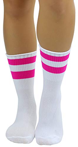 Image of ToBeInStyle Women's Acrylic Ankle Hi With Double Stripe Top Crew Fun Athletic Socks