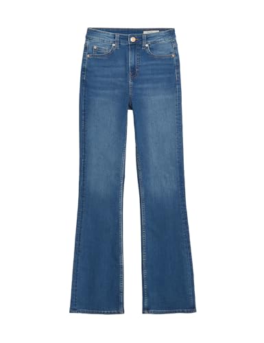 Image of Marks & Spencer Solid Blue Cotton Womens Eva Bootcut Jeans
