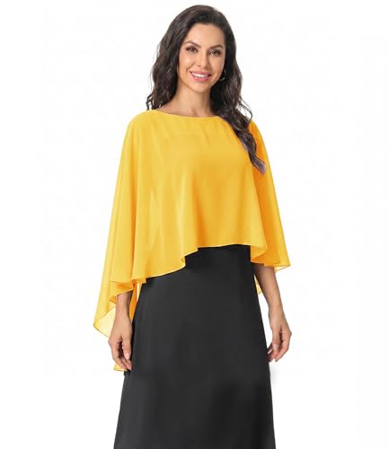 Image of Baoqiya Chiffon Capes Sheer Capelets Long Cape Poncho For Women Plus Size