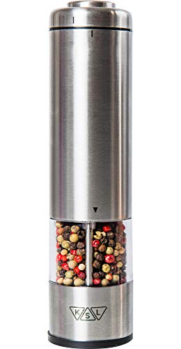 KSL Electric Salt and Pepper Grinder - Battery Operated Auto Mill, Automatic Powered Shaker w/Light