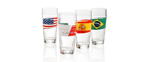 BRANDANI SET 4 BICCHIERI BIRRA IN VETRO BANDIERE SPAGNA ITALIA USA BRASILE 81502 Cover