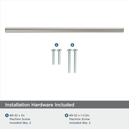 Image of Amerock 8-13 /16 inch Bar Pulls Satin Nickel Drawer Pull | 8-13 /16 inch (224mm) Center-to-Center Mounting Distance and 11-3 /16 inch Overall Length, Durable Carbon Steel Cabinet Hardware