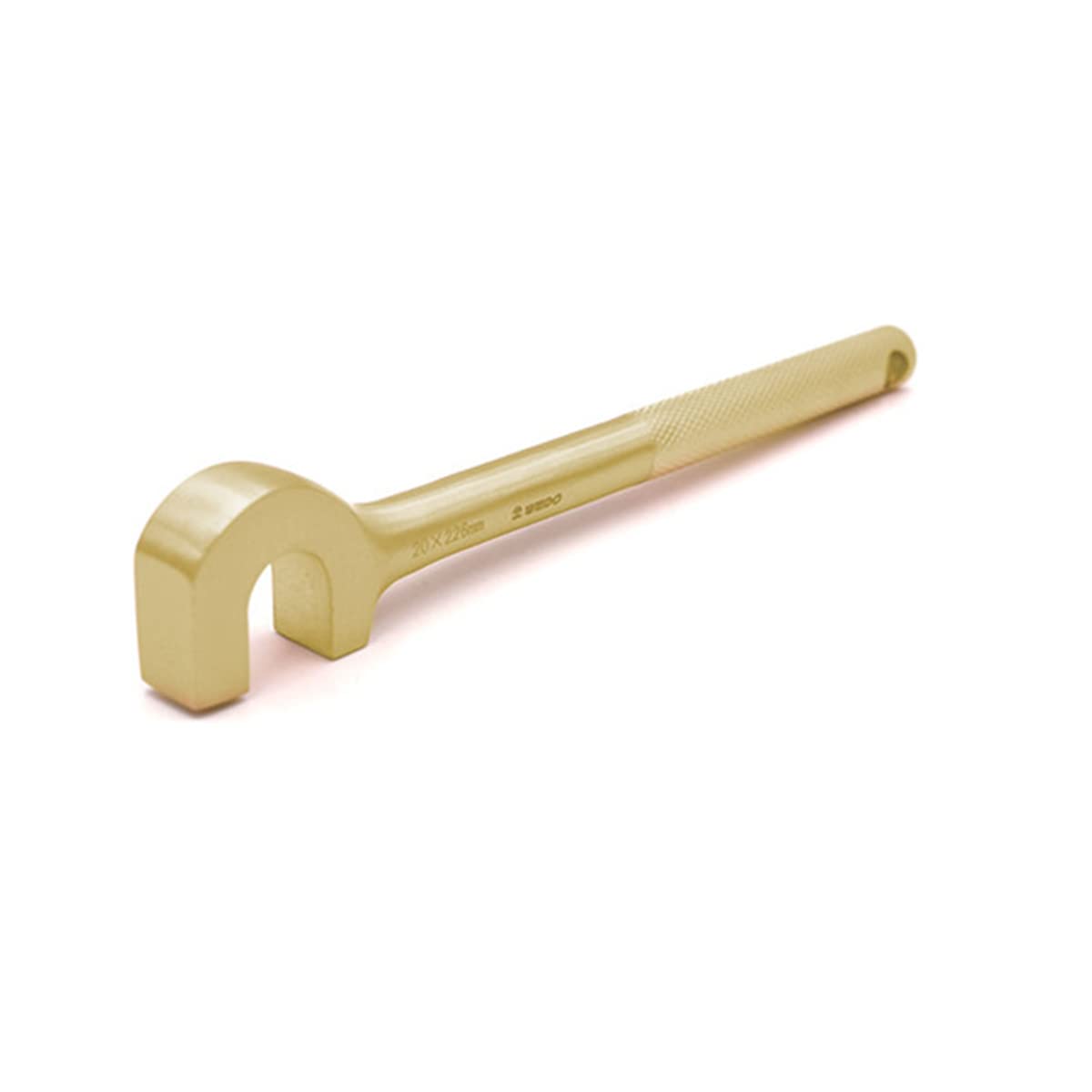 WEDO Klucz do zaworu nieparkingowego typu U, długość 9", beziskrowy klucz do zaworu bezpieczeństwa, brąz aluminiowy, standard DIN, certyfikat BAM i FM, szerokość 20 mm