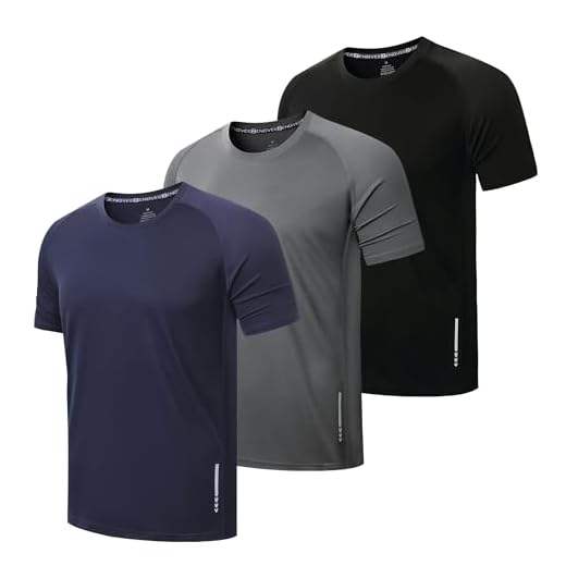 ZENGVEE 3 Piezas Camiseta Deporte Hombre Camisetas Manga Corta Hombre de Secado Rápido Respirable Ropa Gimnasio Running Fitness(0426-Black Grey Navy-M)