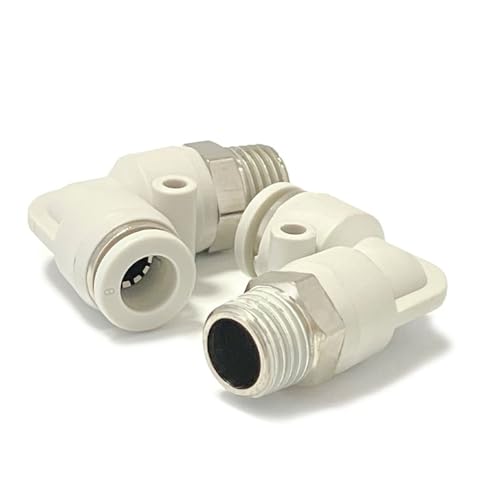 Conector rápido neumático PL6-03 de codo en ángulo recto para mangueras de aire de cobre blanco 3