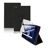 For 京セラ DIGNO Tab2 5G KYT35/Tab2 5G KC-T306 ケース フィルム セット 京セラ DIGNO Tab2 10.1インチ 用 カバー ガラスフィルム 軽量 角度調整 上質PU製 全方位カバー 耐衝撃 【ブラック】+保護フィルム1枚