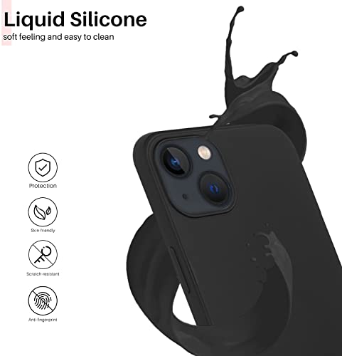 Image of Elzzi Microfiber Candy Case Compatible for iPhone 13 Mini 5.4 Inch Shockproof Slim Back Cover Liquid Silicone Case - Black