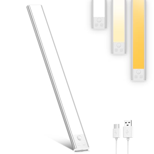OUILA Luce Armadio LED con Sensore, 3 Temperature di Colore Luci led per Armadio Dimmerabile, USB-C Ricaricabile LED Armadio Senza Fili Luce Notturna Lampada Armadio per Cucina Guardaroba Armadi