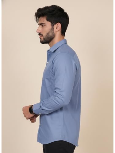 Image of Full Sleeve Black Formal Shirt for Men Cotton Regular Fit Casual - Pure Premium Branded Shirts for Men Formal Stylish Slim Plain Solid Man Wear as Office and Party