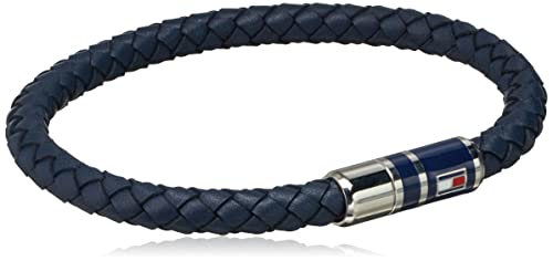 Tommy Hilfiger Men's Jewelry Braided Leather Bracelet, Color: Navy (Model: 2790294)
