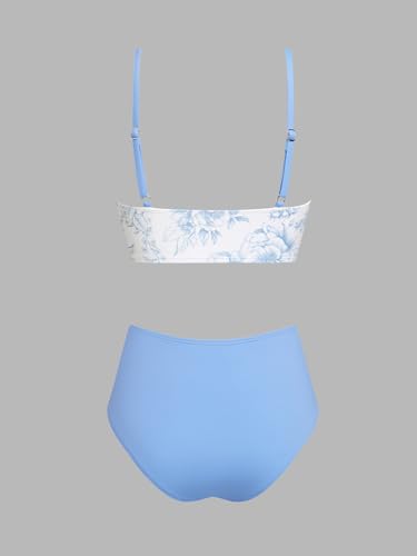Image of CUPSHE Women's Bikini Sets Two Piece Swimsuit High Waisted V Neck Twist Front Adjustable Spaghetti Straps Bathing Suit