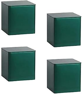 XGYUII Small Cube Tinplate Tea Canister Loose Leaf Tea Tin 4 PC Set Airtight Food Dry Storage Container Coffee Sugar Powder Products Storage Box,Dark green