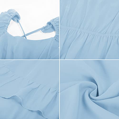 Scarlet Darkness Girls Vacation Sundress Casual Ruffle Hi-Low Hem Beach Dress Light Blue 12 Years #TOP5