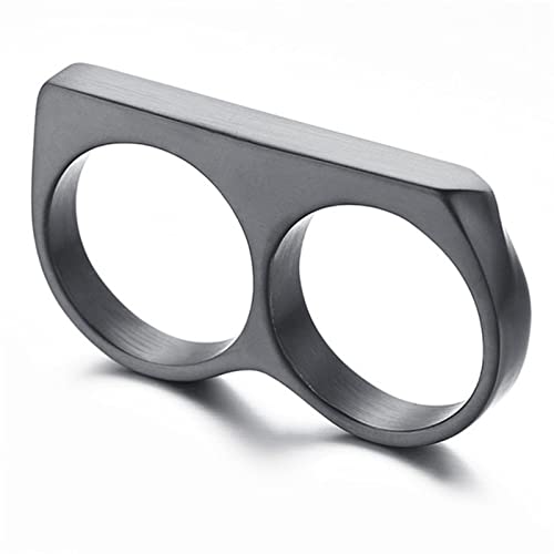 PUYYDS Punk Style Nachtclub Tide Modelle Herren Ring Zwei Finger Charm Ring Für Männer Zwei Finger Ringe Party Große Midi Ringe Cover