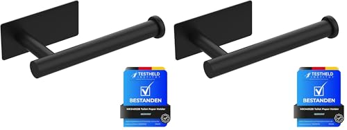 Ibergrif MK34052B Portarrollos Baño para Papel Higiénico, Portarrollos Baño Autoadhesivo, Soporte Colgador, Acero Inoxidable, Negro (Paquete de 2)