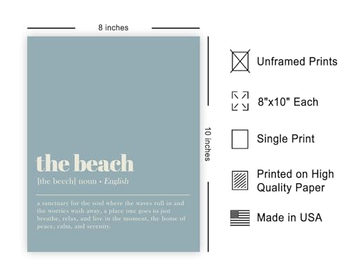 Affiche typographie Plage Décoration murale sans cadre 20x25 cm Master