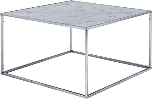 Convenience Concepts Gold Coast Faux Marble Coffee Table, Faux Marble / Silver