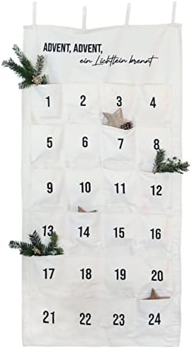 Papierdrachen Adventskalender 2025 - bestickter Stoff-Wandteppich „Ein Lichtlein brennt“ - mit Taschen zum Befüllen & Dekorieren - wiederverwendbar