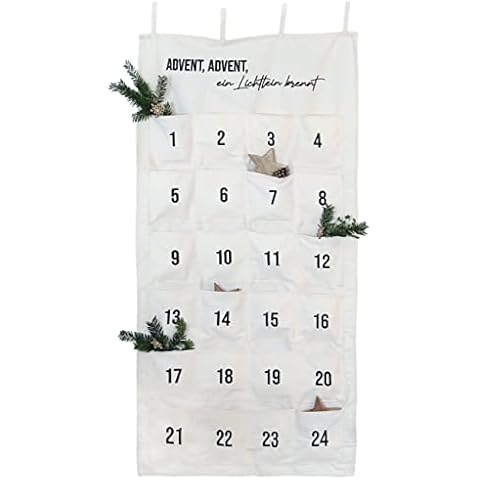 Papierdrachen 24 Advent Calendar Made of Fabric for Filling - One Light Burn - High-Quality Embroidered - Fabric Bag to Decorate Yourself - Gift Bag - Tapestry Set No. 31 Cover