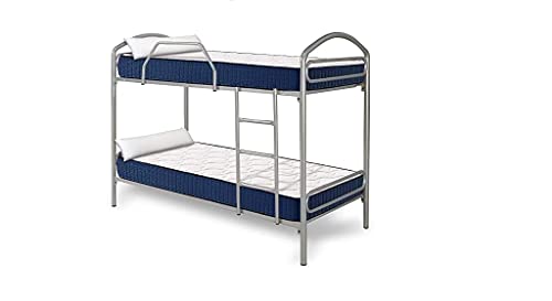 HOGAR24 Litera Metálica + 2 Colchones Viscoelásticos Viscorelax + 2 Almohadas de Fibra, 90 x 180