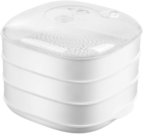 Barino 電子レンジせいろ電気せいろ肉まんせいろプラスチック野菜せいろせいろ家庭用多機能せいろ 蒸しご飯ボックス (角蒸し器 二段(白))