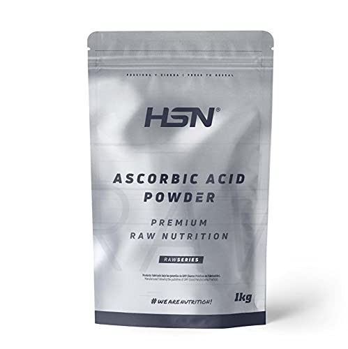 HSN Vitamina C en Polvo | Sin Sabor 1 Kg = 2000 Tomas por Envase | 100% Ácido Ascórbico Puro Máxima Pureza Sin Añadidos Libre de Contaminantes | No-GMO, Vegano, Sin Gluten