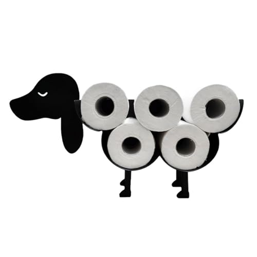 Toilet Roll Holder Black Novelty Dog Toilet Paper Storage Free Standing Toilet Roll Holder For Bathroom Home Kitchen,Toilet Roll Holder Free Standing