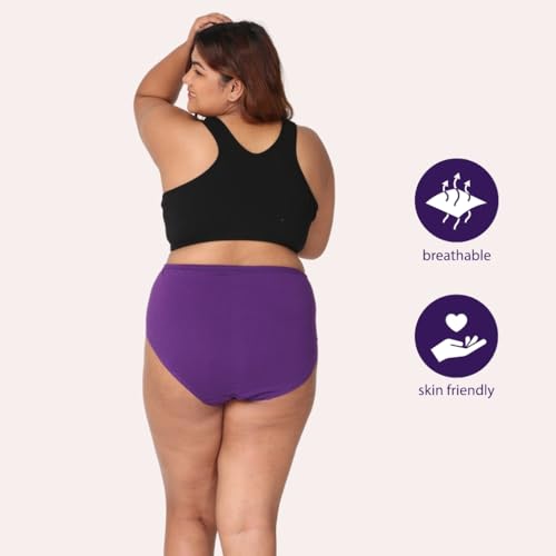 Image of Adira | 3XL to 10XL Cotton Panties for Women Plus Size | High Waist Panty with Full Coverage | Inside Elastic - No Elastic Exposure to Skin | Plus Size | Pack of 3