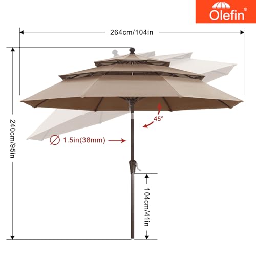 Image of MASTERCANOPY 9ft 3-Tier Olefin Patio Umbrella, Light Coffee