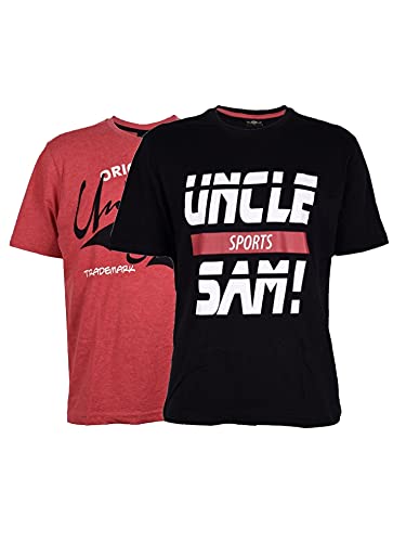 Uncle Sam Sporty Polo T-Shirt for Men, Red+Black (Pack of 2)