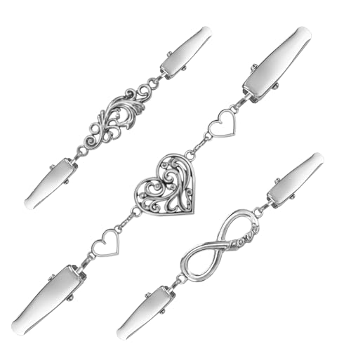 JIYIN Lot de 3 clips pour cardigan - 3 styles vintage - Clip pour pull - Boucle d'écharpe - Clips de fermeture pour cardigan, pulls, robes, chemises, Zinc