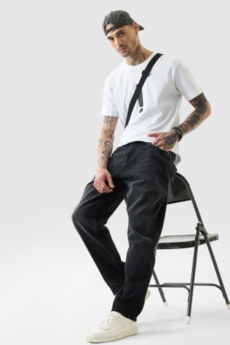 Image of SNITCH Men Jeans | Baggy Fit Relaxed Style | 100% Cotton Woven Fabric | Full Length Straight Leg Design | Durable & Comfortable Casual Wear